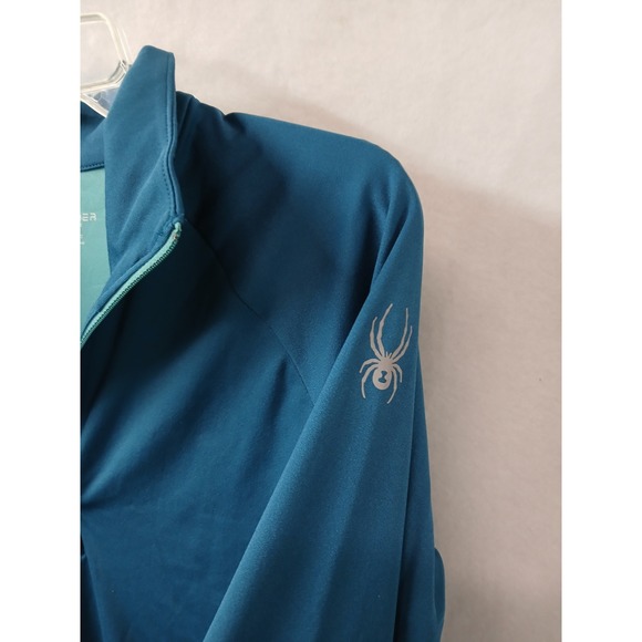 Spyder Women M 1/4 Zip Pullover Teal Aqua Blue Long Sleeve Base Layer Top Henley - Picture 7 of 8